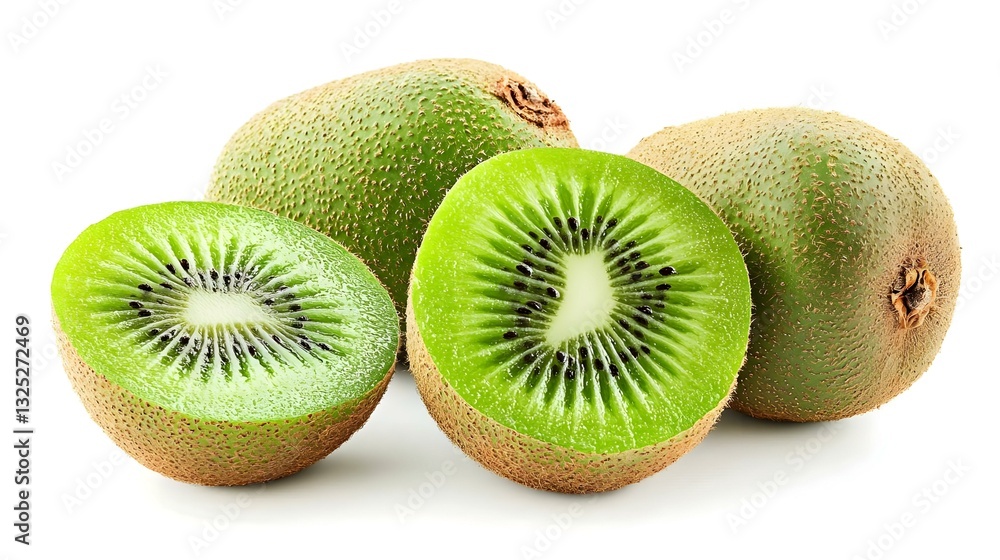 Fototapeta premium Set of kiwi fruit with slices isolated on white