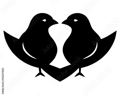 silhouette of bird in heart shape on pastel background 