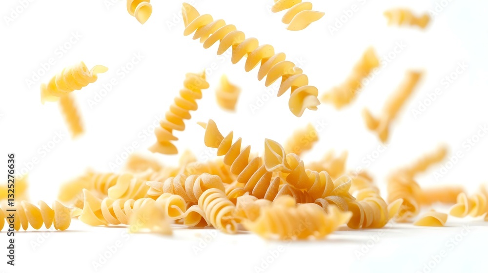 Falling raw Fusilli Rotini uncooked Italian Falling raw Fusilli Rotini uncooked Italian