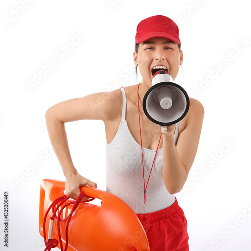 Female lifeguard with rescu...