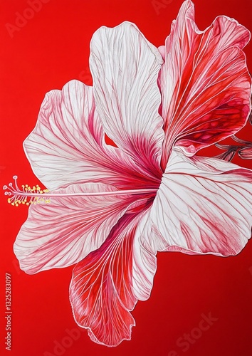 Vibrant Red Hibiscus Flower Photo for Botanical Illustrations and Floral Design Projects