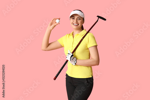 Beautiful female golfer on ...
