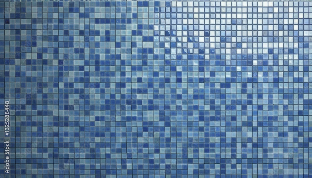 Fototapeta premium Seamless Blue Tiled Wall with Checkered Pattern and Glossy Finish