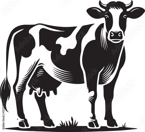 cow logo design, cow vector icon, cow silhouette vector, cow vector illustration, cow silhouette vector black and white full body
