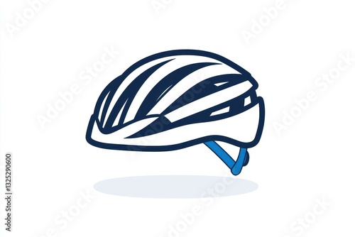 Contemporary 3D glyph icon of a bicycle helmet, sleek and clean design.