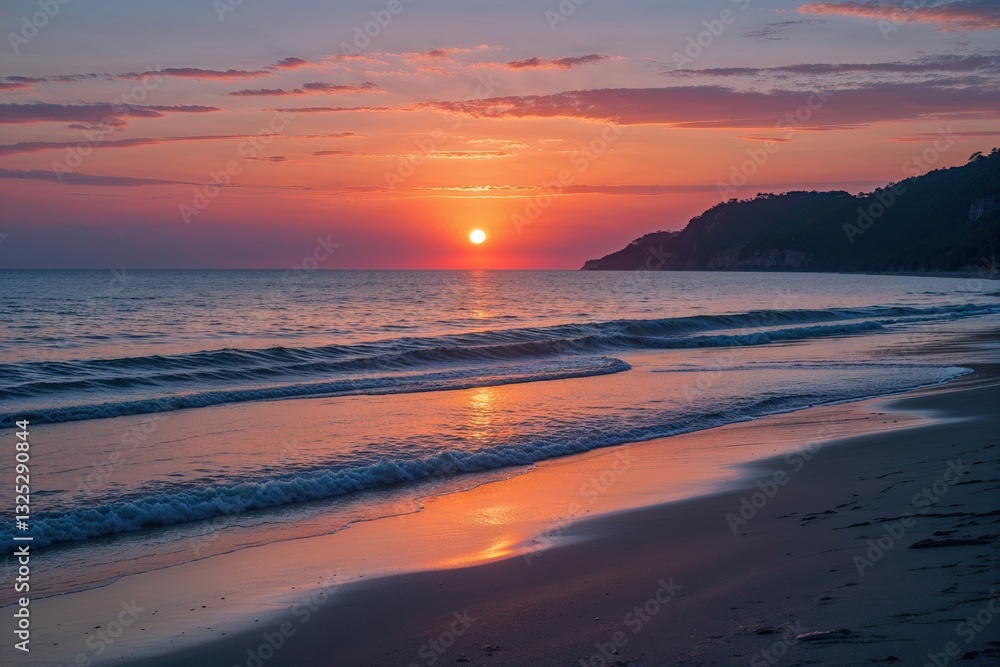 Peaceful Sunset at a Calm Beach During Dusk Peaceful Sunset at a Calm Beach During Dusk