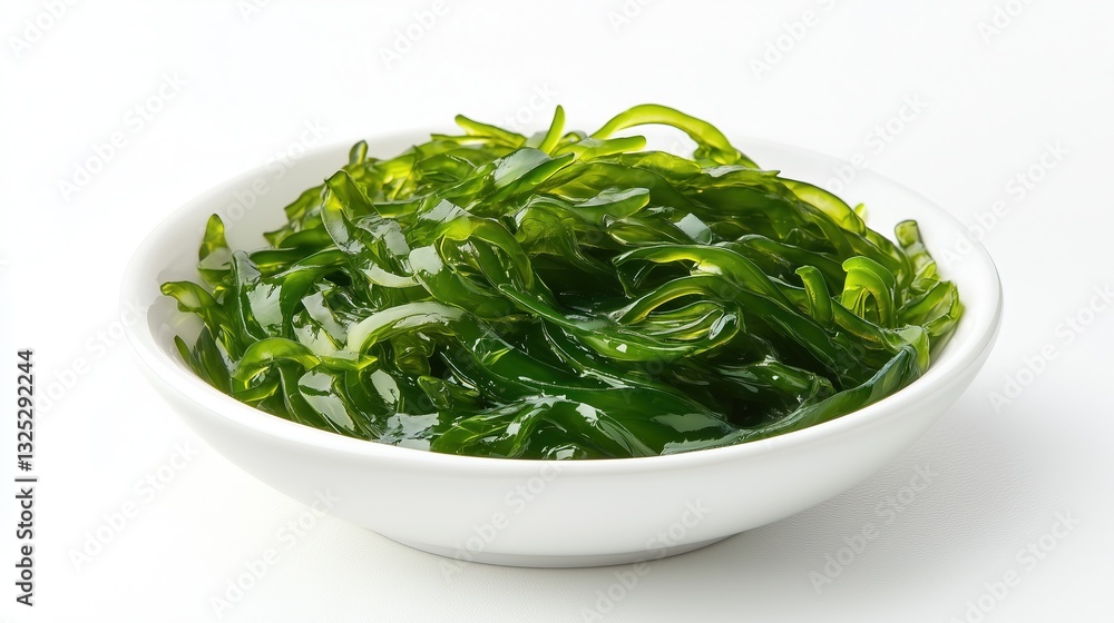 Seaweed in a plate, top view, on a white background, isolate Seaweed in a plate, top view, on a white background, isolate