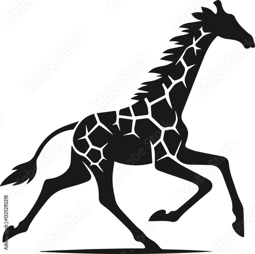 giraffe running silhouette vector