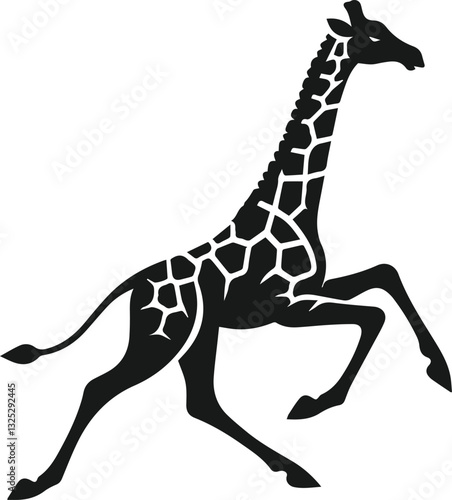 giraffe running silhouette vector