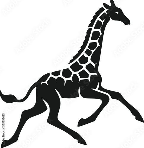 giraffe running vector illustration