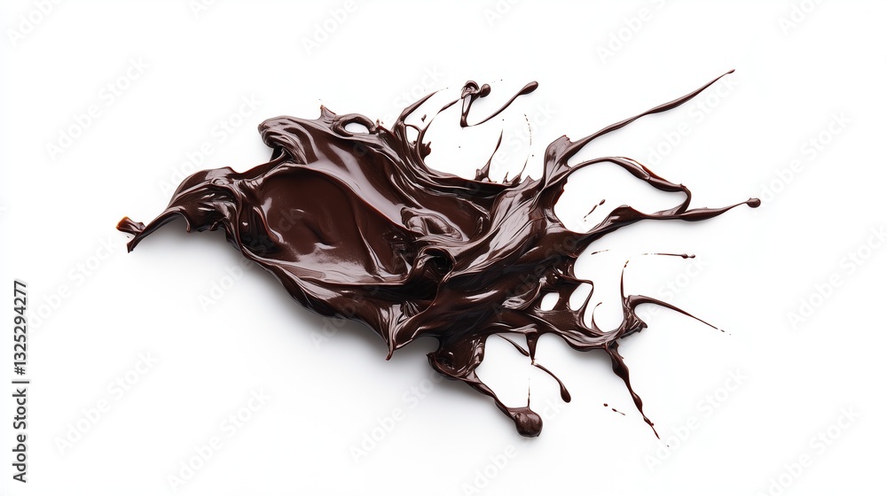 Fototapeta premium Chaotic strokes of melted chocolate on a white background, isolate