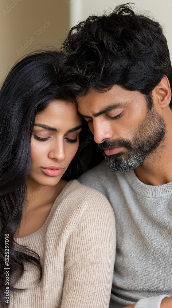 Fototapeta premium Upset Couple on Couch After Argument 