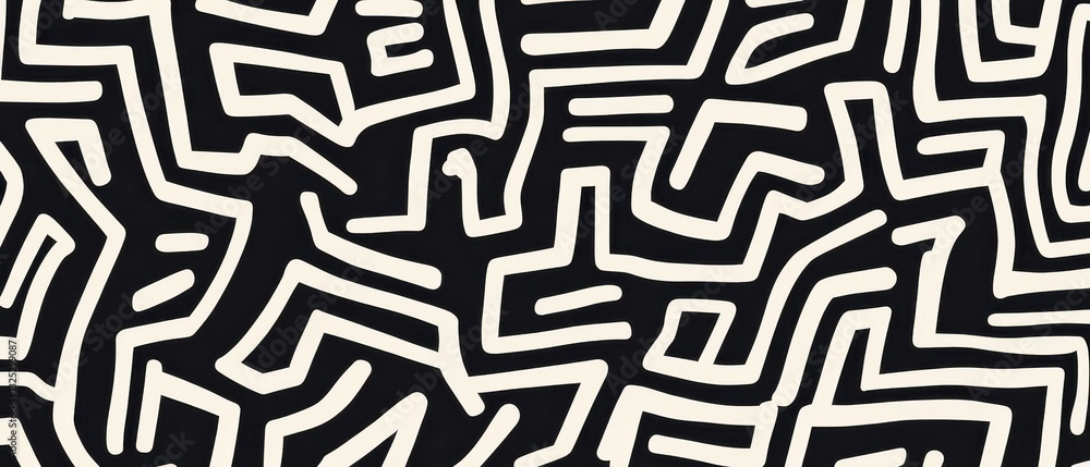 Structured abstract maze doodle with geometric precision, minimalist seamless design Structured abstract maze doodle with geometric precision, minimalist seamless design
