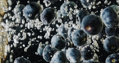 Fresh Blueberries Splashing in Water, Creating Vibrant, Wholesome, and Healthy Delights