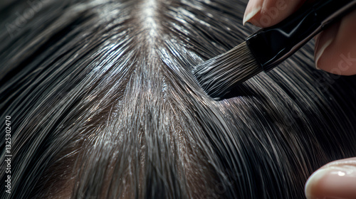 Close-Up of a Stylist Applying Hair Dye to Cover Gray Roots