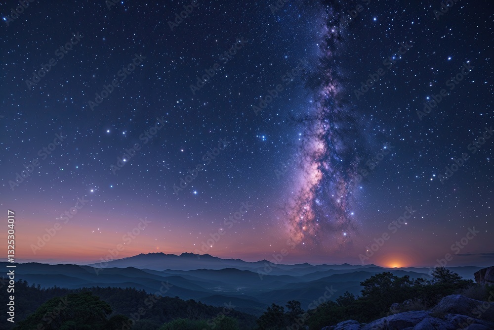 Calm Night Sky View Overflowing with Stars and Cosmic Peace Calm Night Sky View Overflowing with Stars and Cosmic Peace