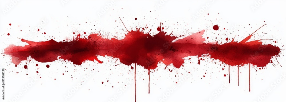 Abstract Red Paint Splash with Drips and Stains on White Background Abstract Red Paint Splash with Drips and Stains on White Background