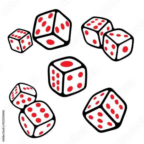 illustration cartoon dice collection set, logo and icon