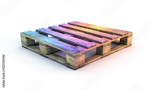 Colorful Wooden Pallet on White Background for Creative Display