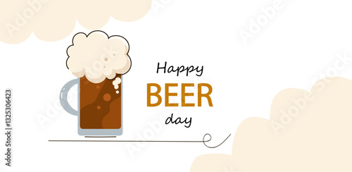 International beer day. American national beer day.  Flat design vector hand drawn illustration.