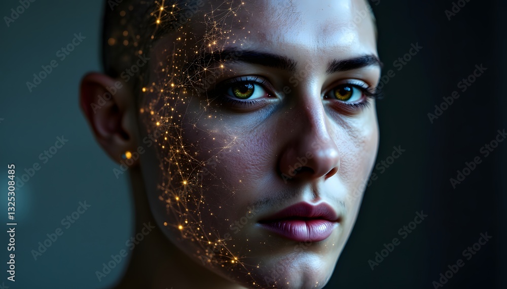 A polygonal male face with digital elements, representing a futuristic visualization of artificial intelligence and neural networks in technology. A polygonal male face with digital elements, representing a futuristic visualization of artificial intelligence and neural networks in technology.