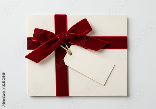 Wallpaper Mural Elegant invitation card with a tied red ribbon and blank tag, ready for your personalized message,closeup, isolated, white, background Torontodigital.ca