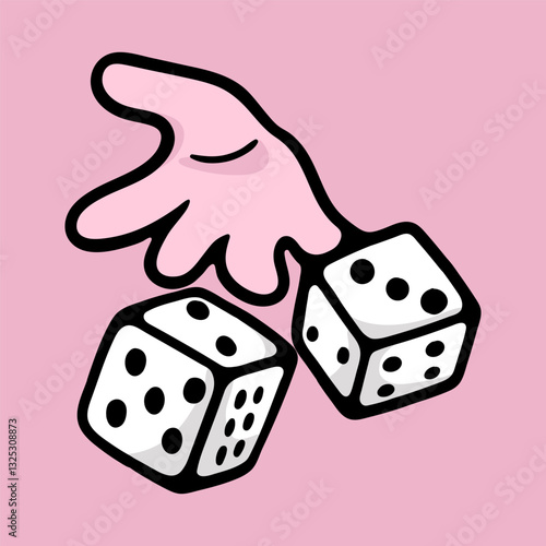 illustration cartoon hand play two dices