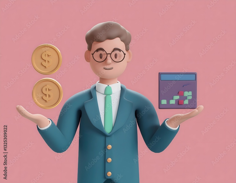 Financial inclusion, economy and technology : 3D icon of Financial literacy, young entrepreneur, digital economy. Financial inclusion, economy and technology : 3D icon of Financial literacy, young entrepreneur, digital economy.