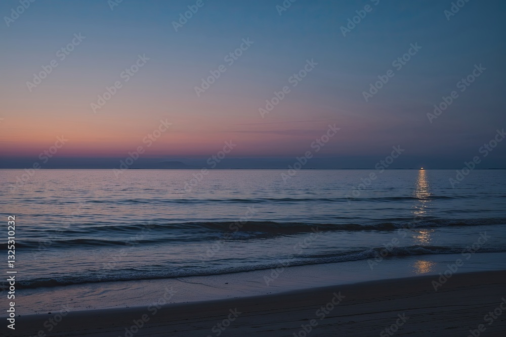 Fototapeta premium Serene Sunset by the Shore Expansive Sky and Majestic Horizon