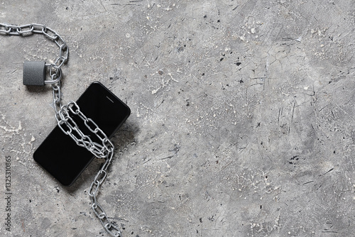 Padlock with chain and mobi...