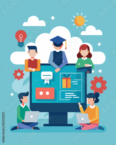 In a coding bootcamp students are introduced to various apps that will help them improve their coding skills and prepare for a career in the tech industry.. Vector illustration