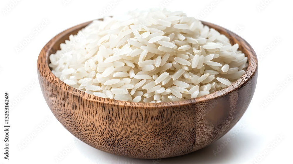 uncooked Thai jasmine rice in wooden bowl uncooked Thai jasmine rice in wooden bowl