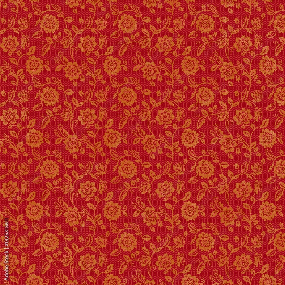 Floral ornament background paper, seamless fabric with textured pattern Floral ornament background paper, seamless fabric with textured pattern