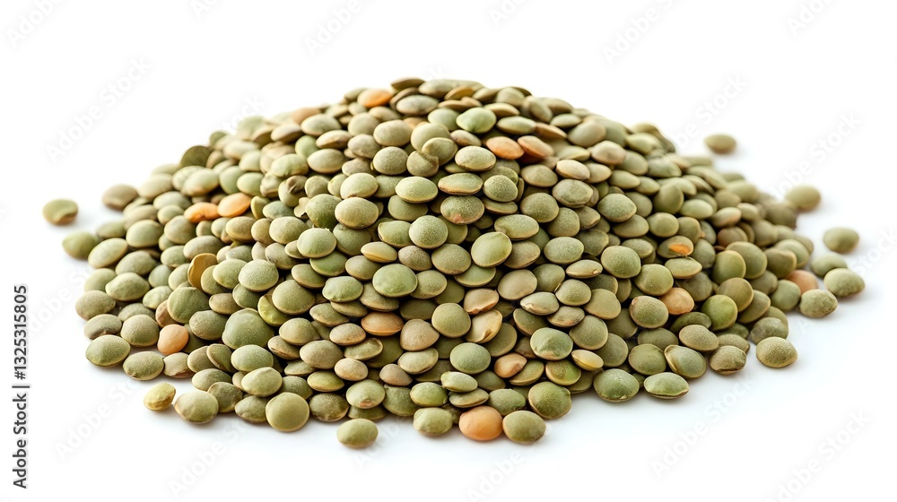 Pile of green lentils isolated on white Pile of green lentils isolated on white