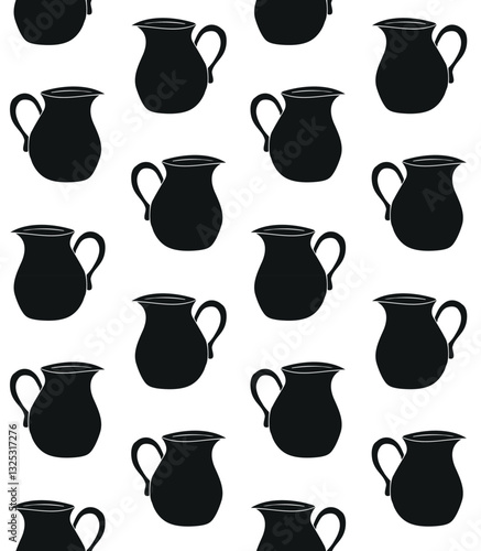 Vector seamless pattern of hand drawn jar silhouette isolated on white background