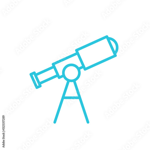 Stargazing Telescope Icon Design. Isolated on white background. From blue icon set.