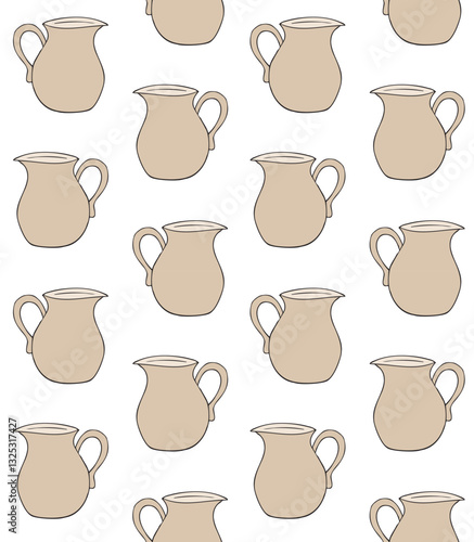 Vector seamless pattern of hand drawn sketch doodle colored jar isolated on white background