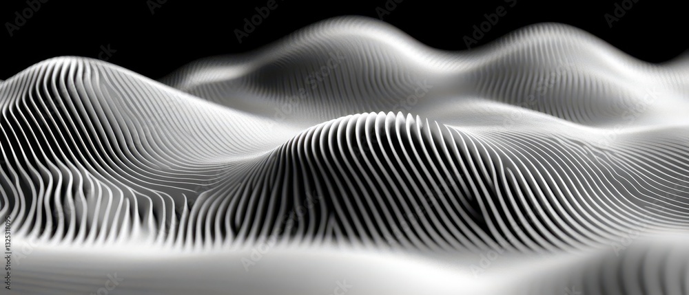 Overlapping wavelike curves forming a fluid, continuous geometric pattern Overlapping wavelike curves forming a fluid, continuous geometric pattern