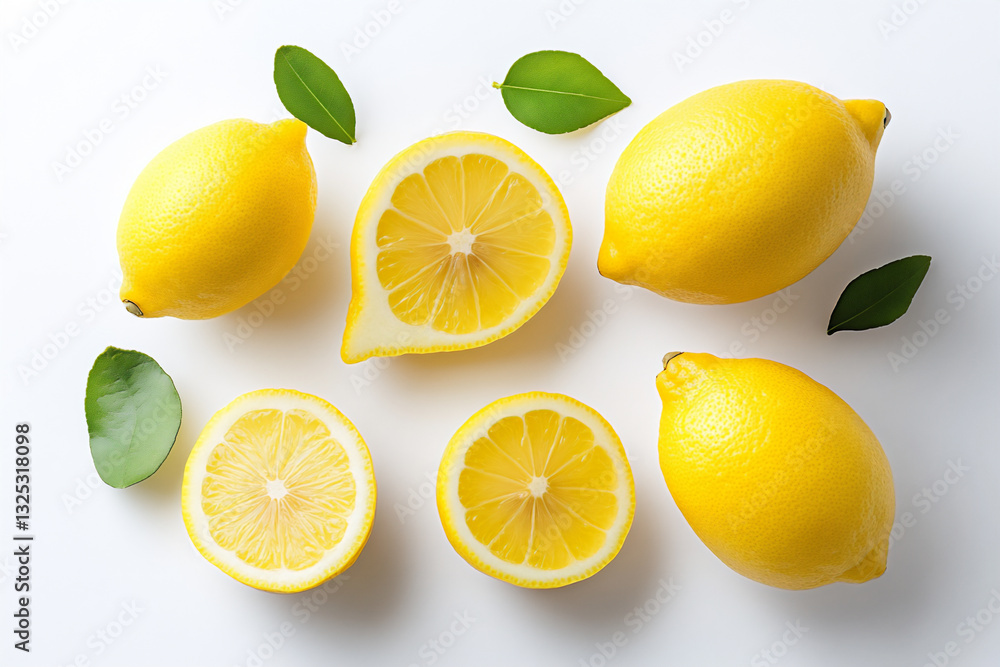 photo of an assortment of lemon slices on a white background, photo of an assortment of lemon slices on a white background,