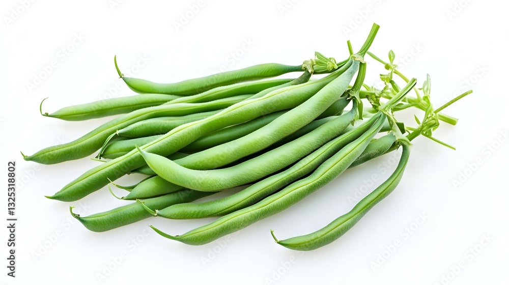 Fototapeta premium Fresh green bean isolated on transparent
