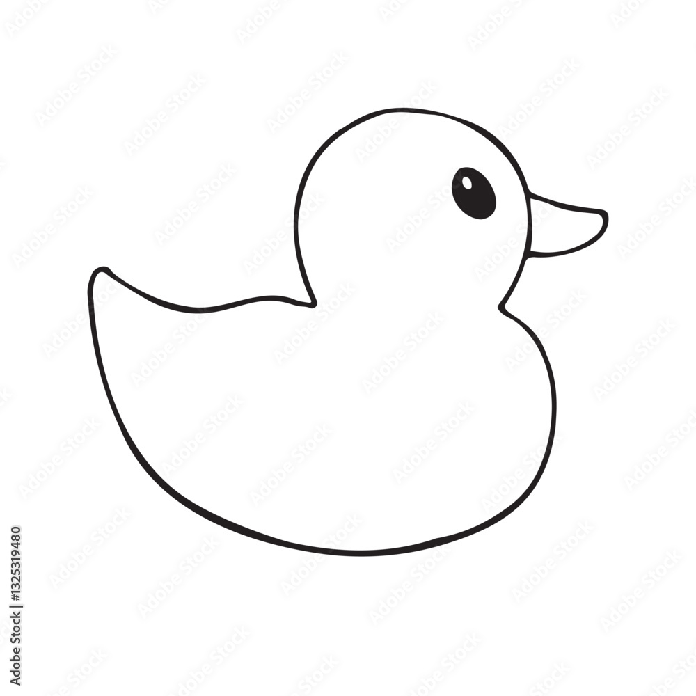 Vector hand drawn sketch doodle outline bathing duck isolated on white background Vector hand drawn sketch doodle outline bathing duck isolated on white background