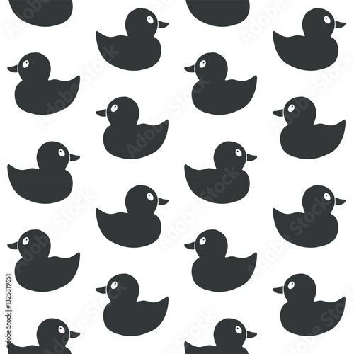 Vector seamless pattern of hand drawn sketch doodle bathing duck isolated on white background