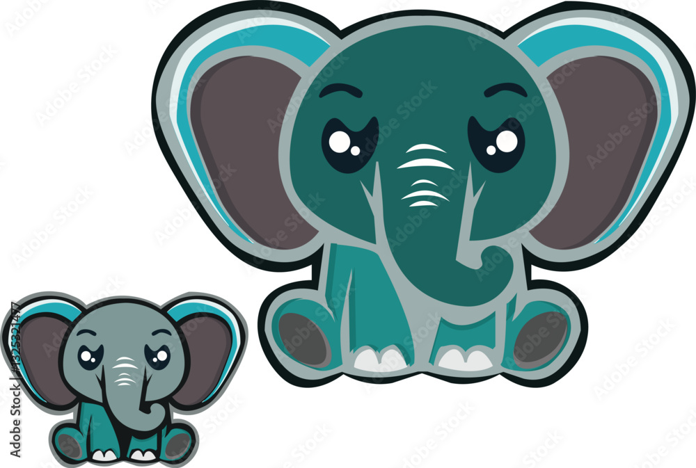 Fototapeta premium Save two elephants white background.
