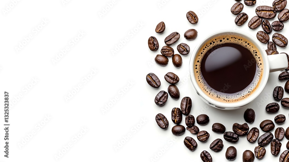 Obraz premium Black coffee in cup isolated on white