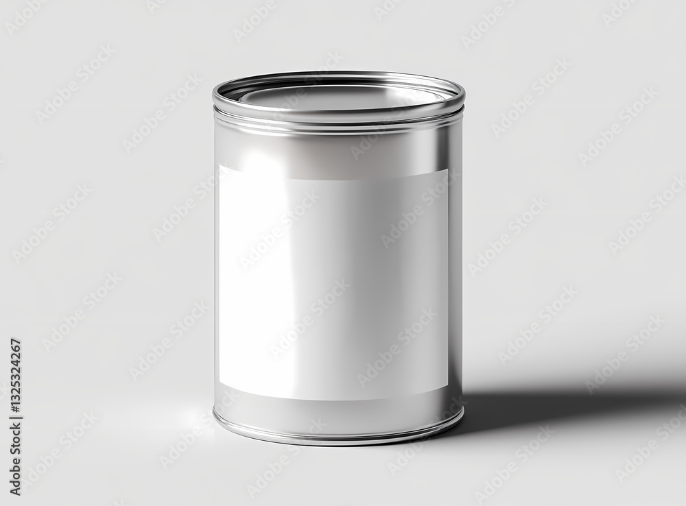 Metallic Can: A pristine metallic can, meticulously rendered with a blank label, sitting in soft, ambient lighting, and waiting for a vibrant product. Metallic Can: A pristine metallic can, meticulously rendered with a blank label, sitting in soft, ambient lighting, and waiting for a vibrant product.