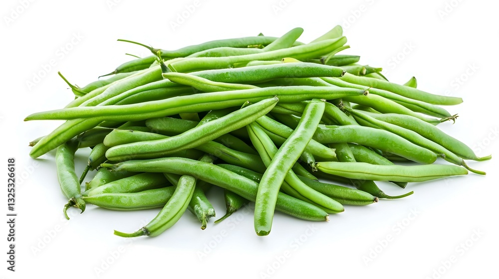 A pile of vibrant green beans resting A pile of vibrant green beans resting