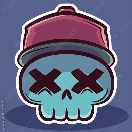 skull mascot in cap,vector,illustration,mascot art,cute skull.