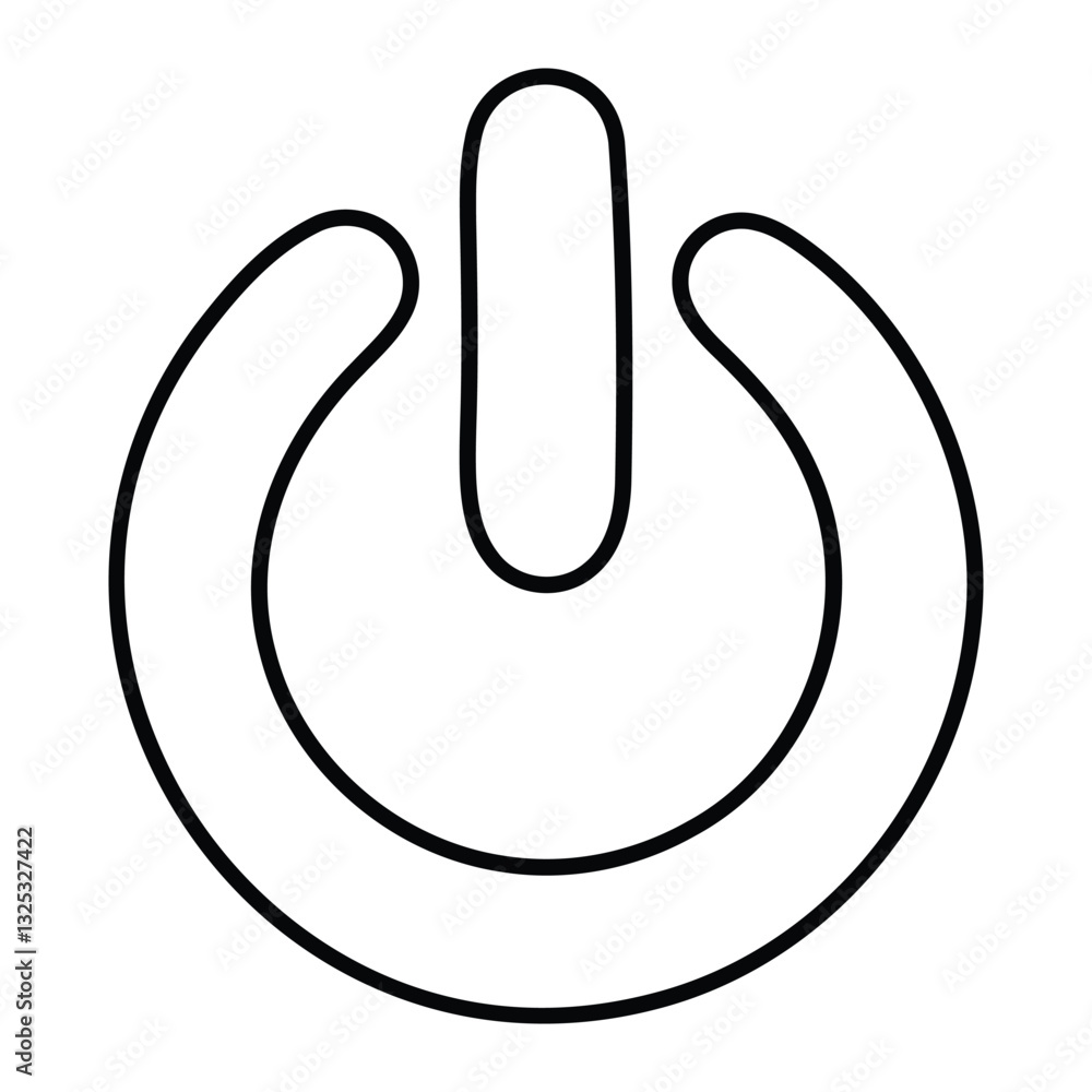 Power button icon vector illustration. On/off switch symbol, hand-drawn doodle style. Black line art isolated on white background. Power button icon vector illustration. On/off switch symbol, hand-drawn doodle style. Black line art isolated on white background.