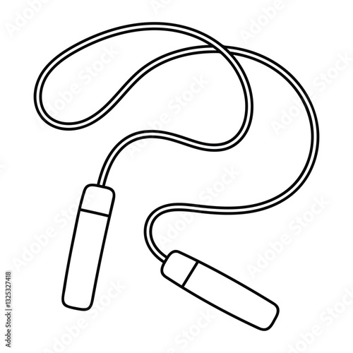Jump rope vector illustration. Skipping rope fitness icon in hand-drawn doodle style. Black line art isolated on white background.