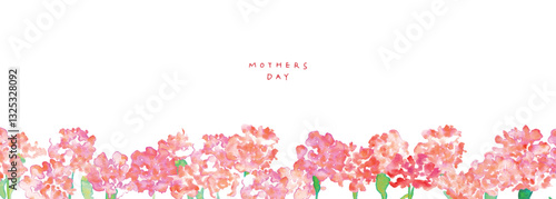 水彩画。水彩タッチの母の日カーネーションイラスト。母の日のカーネーション背景ベクターイラスト。Watercolor painting. Mother's Day carnation illustration with watercolor touch. Mother's day carnation background vector illustration.